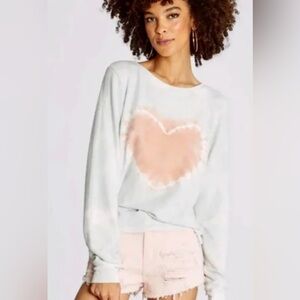 Wildfox Heartfelt Tie Dye Baggy Beach Jumper Sweatshirt, Sz XS (P2P 20”)